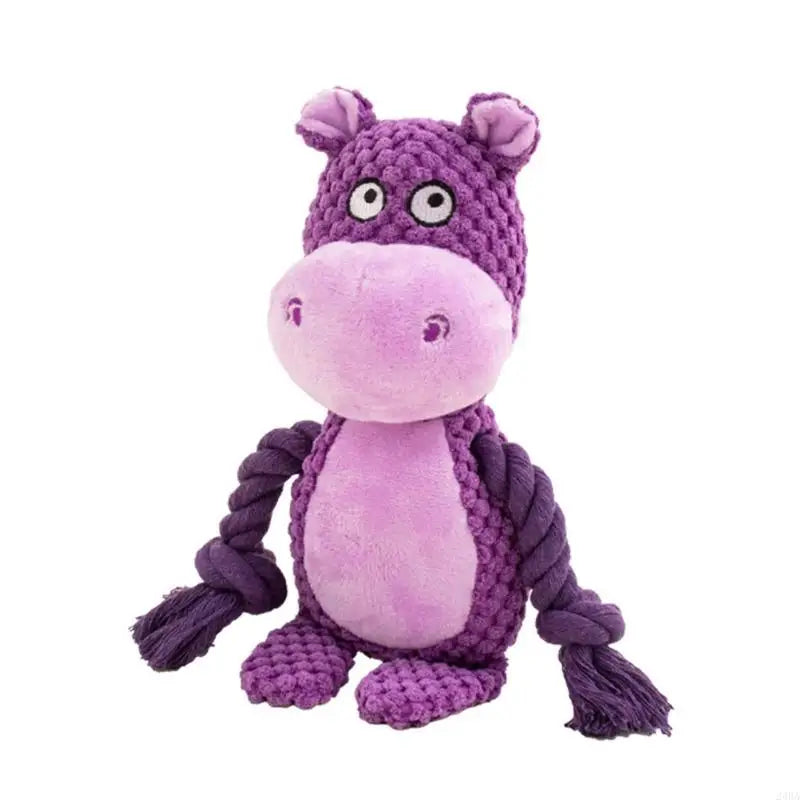 Plush Dog Toy with Cotton Rope - Squeaker & Dental Care