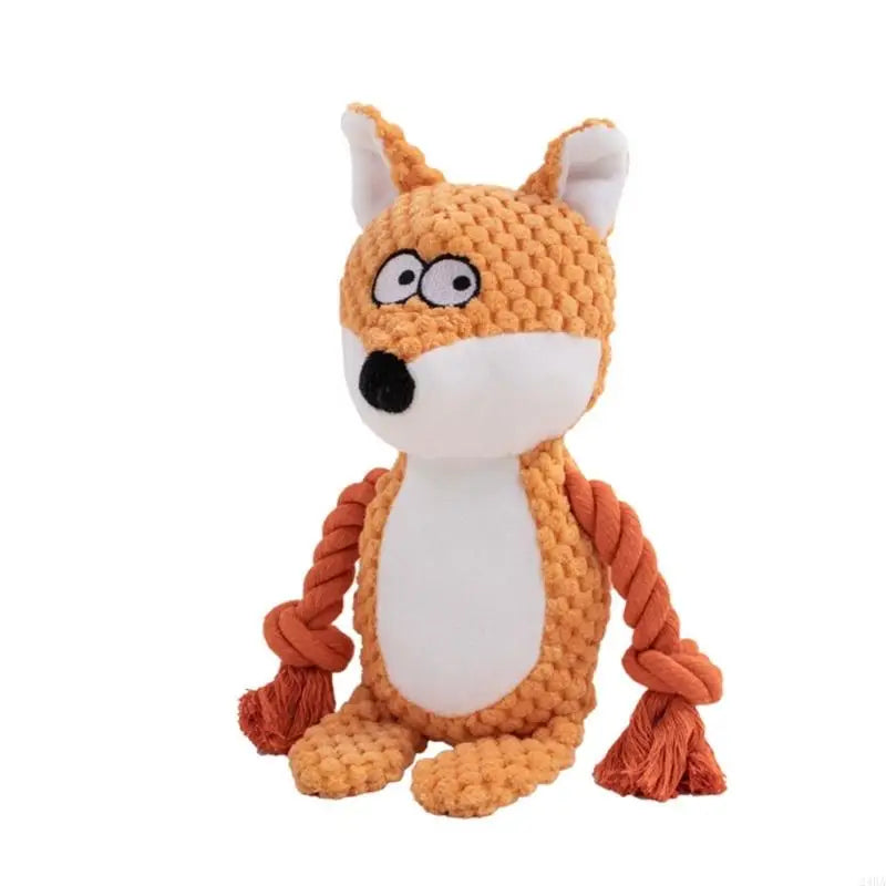 Plush Dog Toy with Cotton Rope - Squeaker & Dental Care