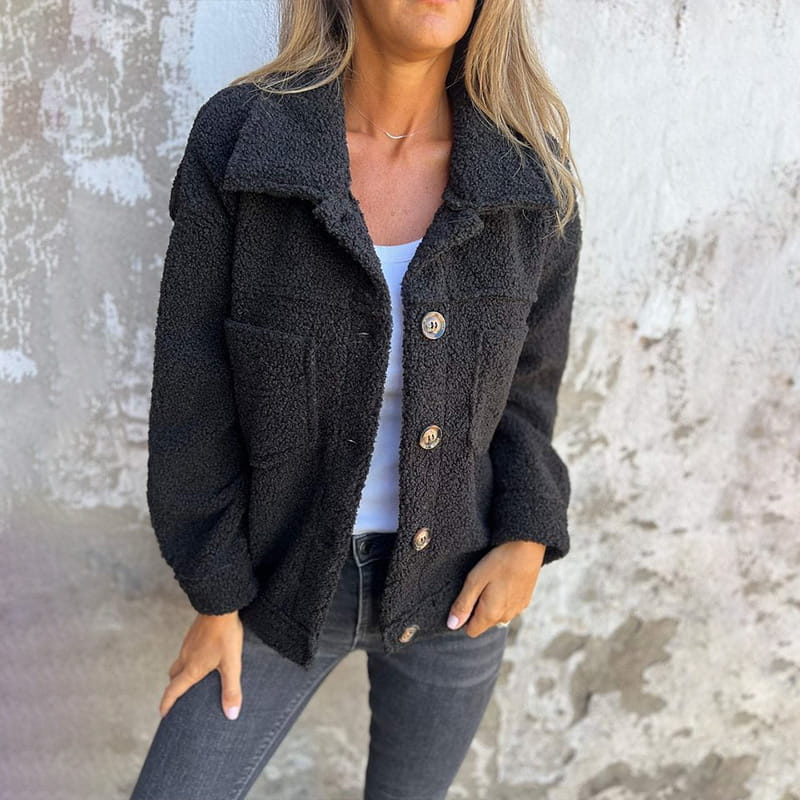 Soft Faux Fur Button-Up Jacket