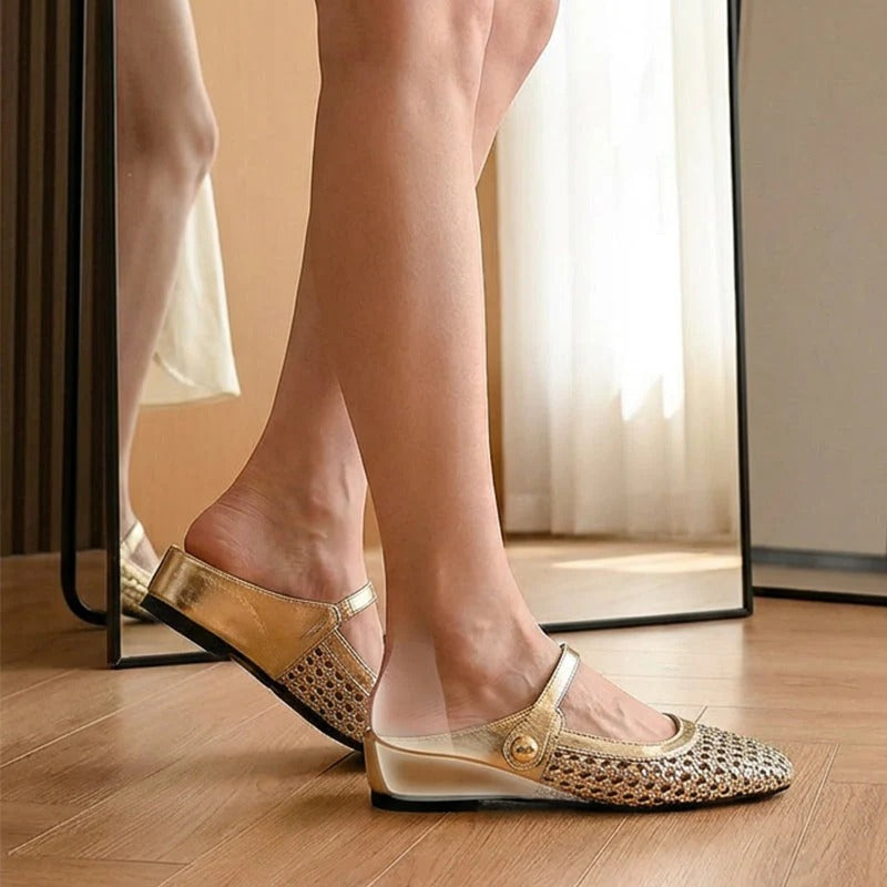 Woven Fabric Clogs with Square Toe
