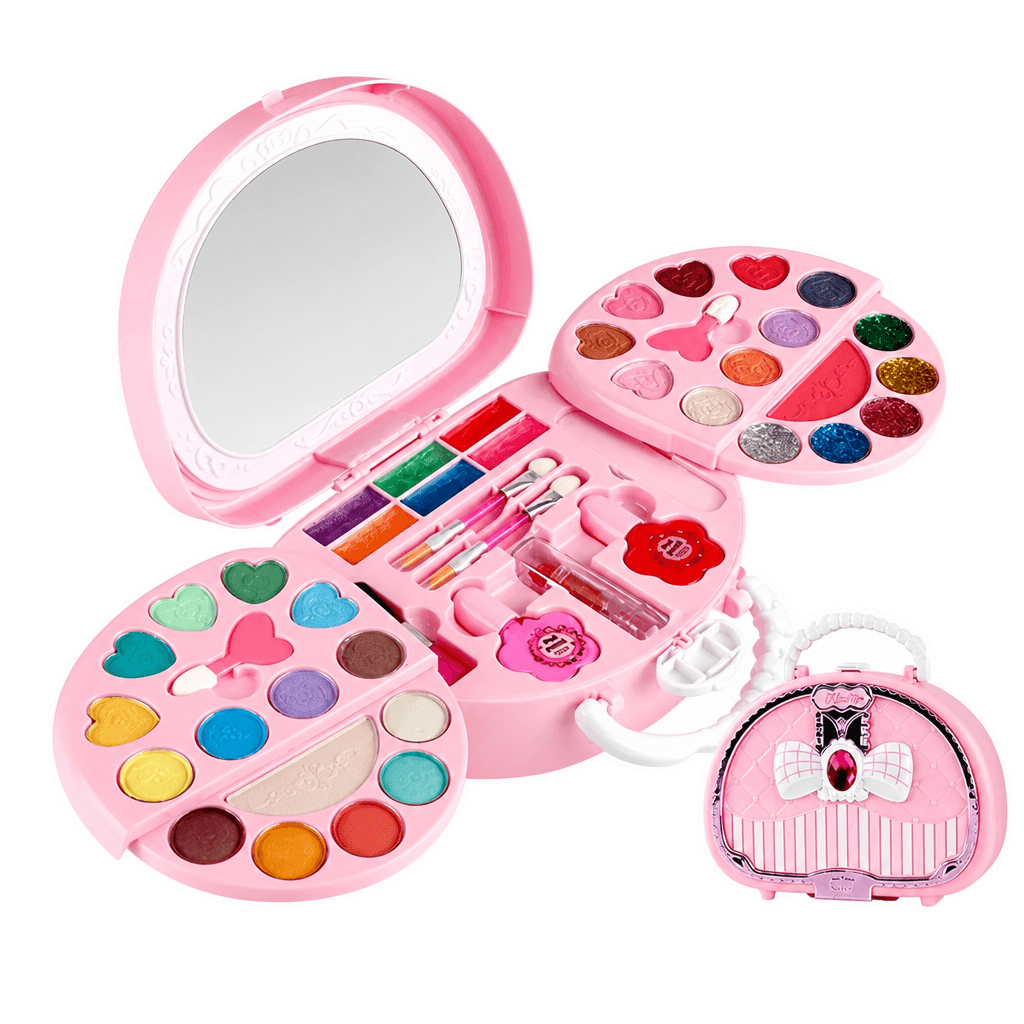 Foldable Pretend Makeup Kit with Mirror & Beauty Accessories
