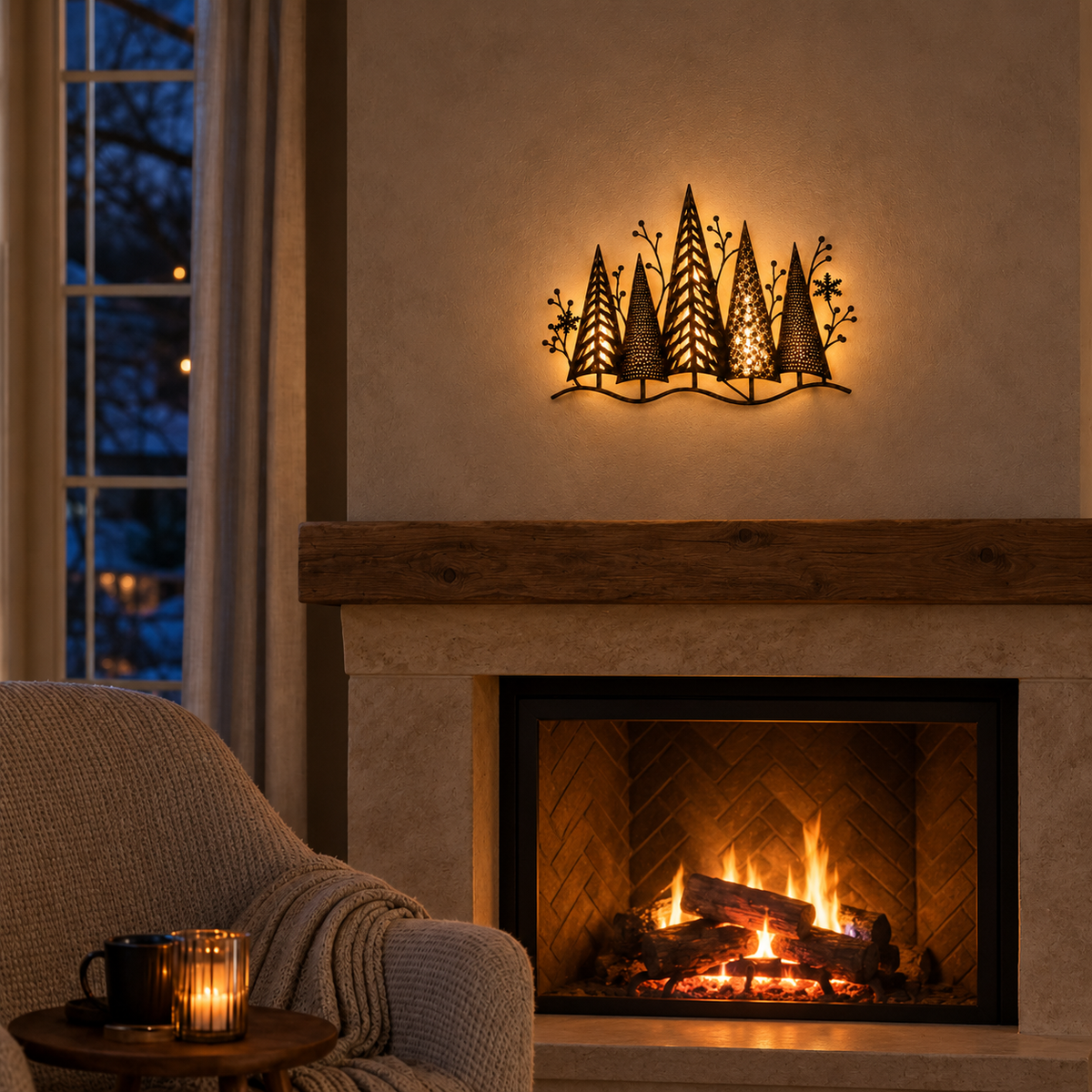 Layered Metal LED Christmas Wall Décor