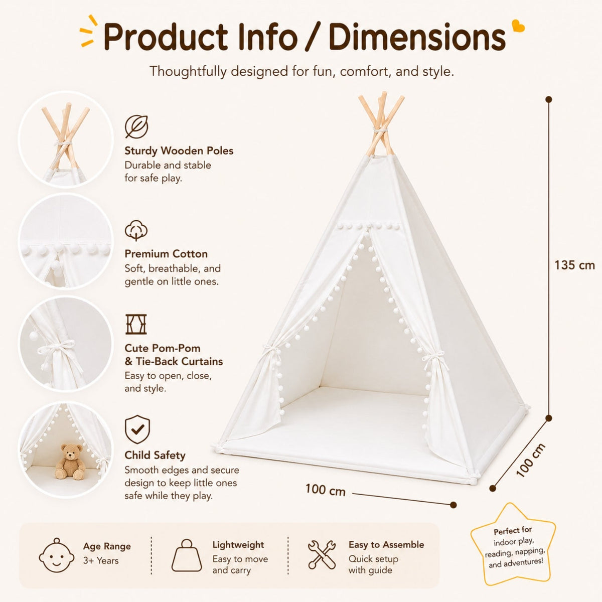 Kids Indoor & Outdoor Teepee Play Tent