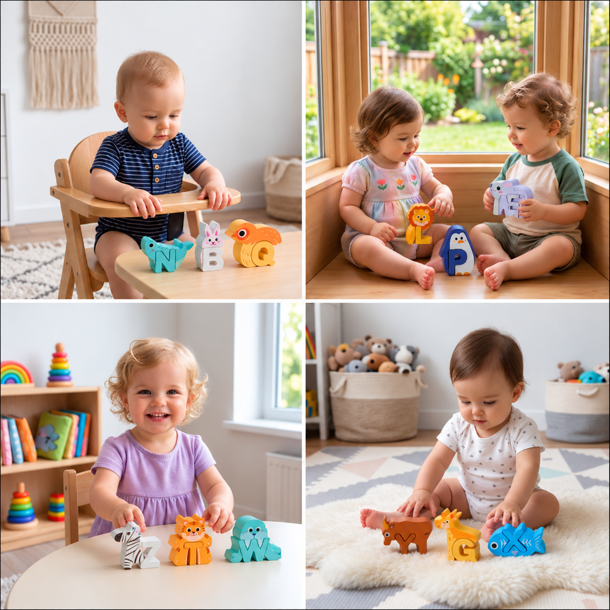 52-Piece Montessori-Style 3D Alphabet Building Blocks Set
