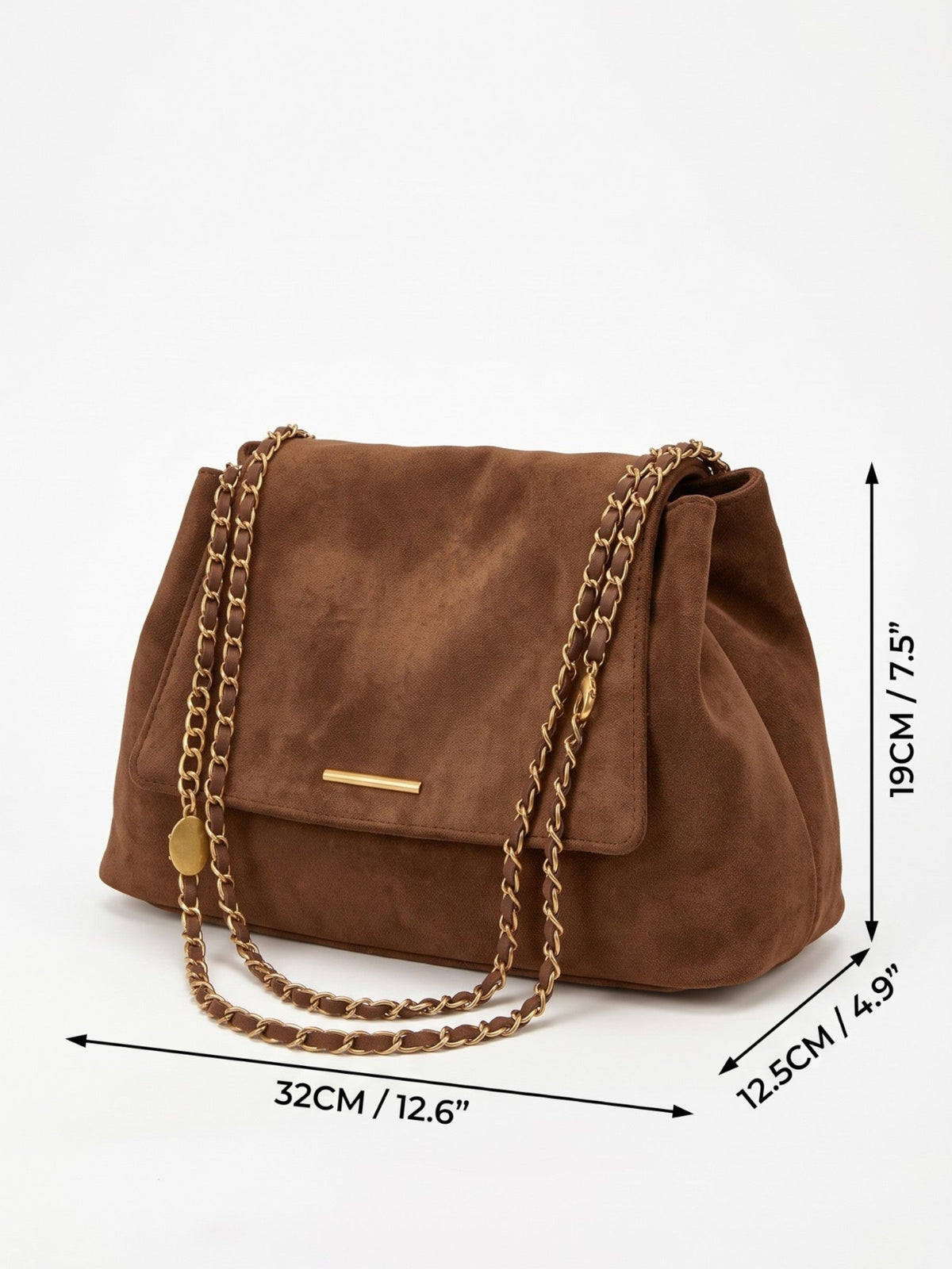 Women's Suede Shoulder Bag with Chain