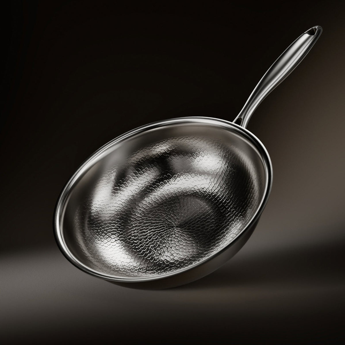 Hammered Titanium Wok Pan with Flat Base