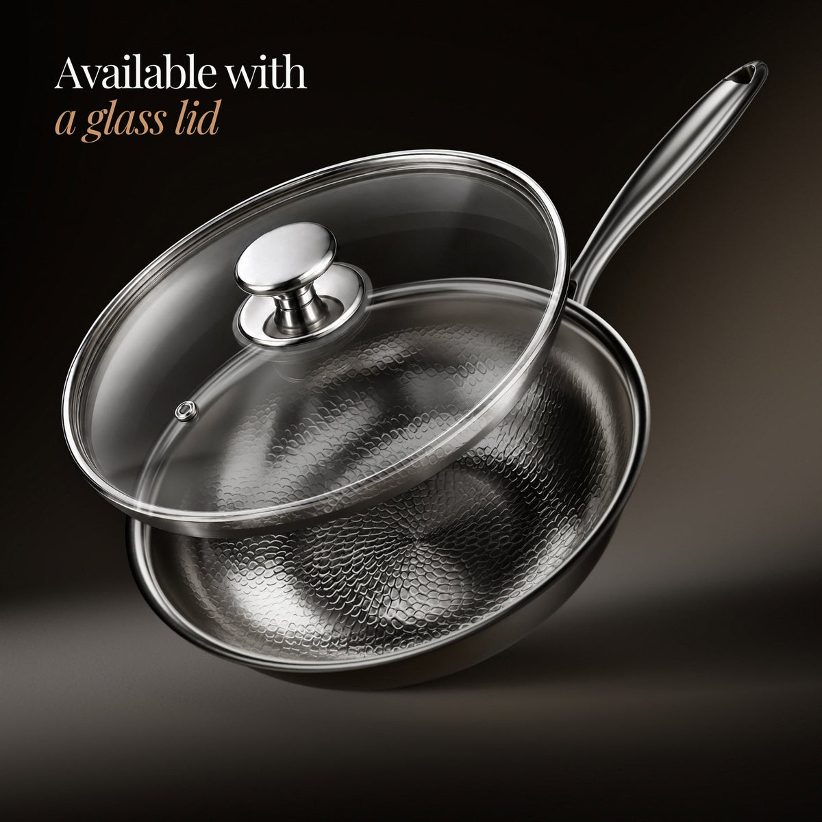Hammered Titanium Wok Pan with Flat Base