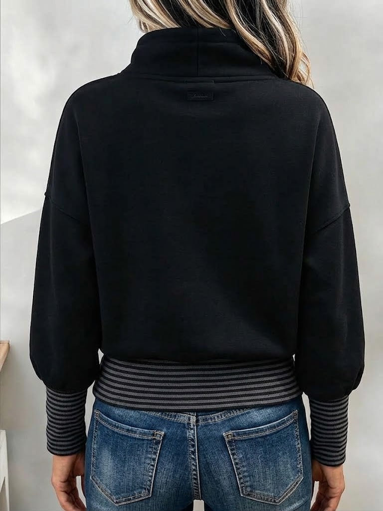 Casual Stand-Collar Drawstring Sweatshirt