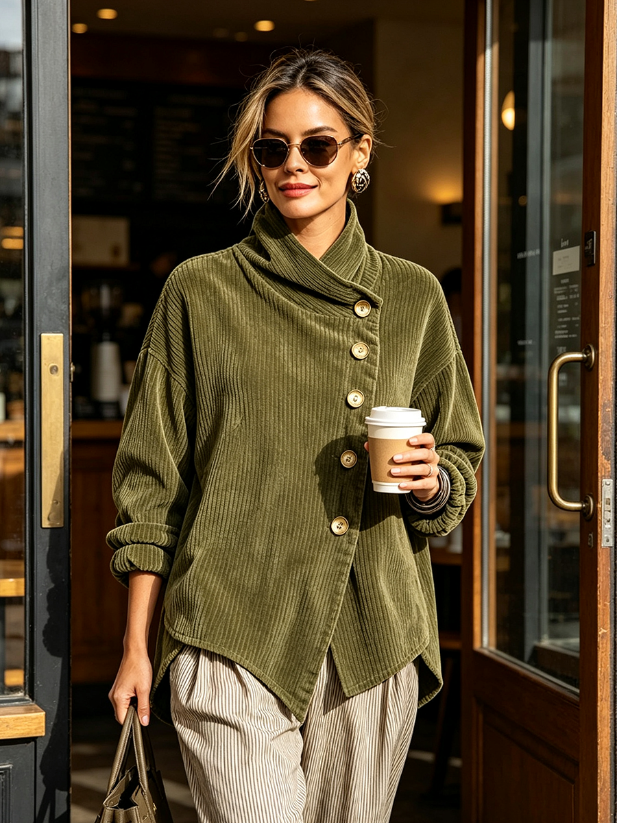 Ribbed Velvet Turtleneck Sweater