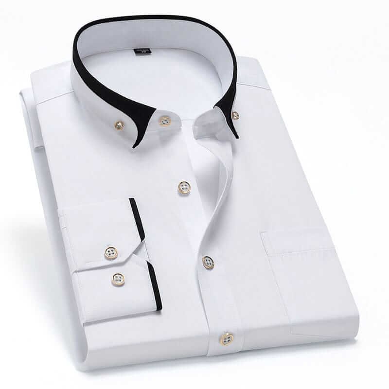 Button-Up Shirt with Contrast Collar