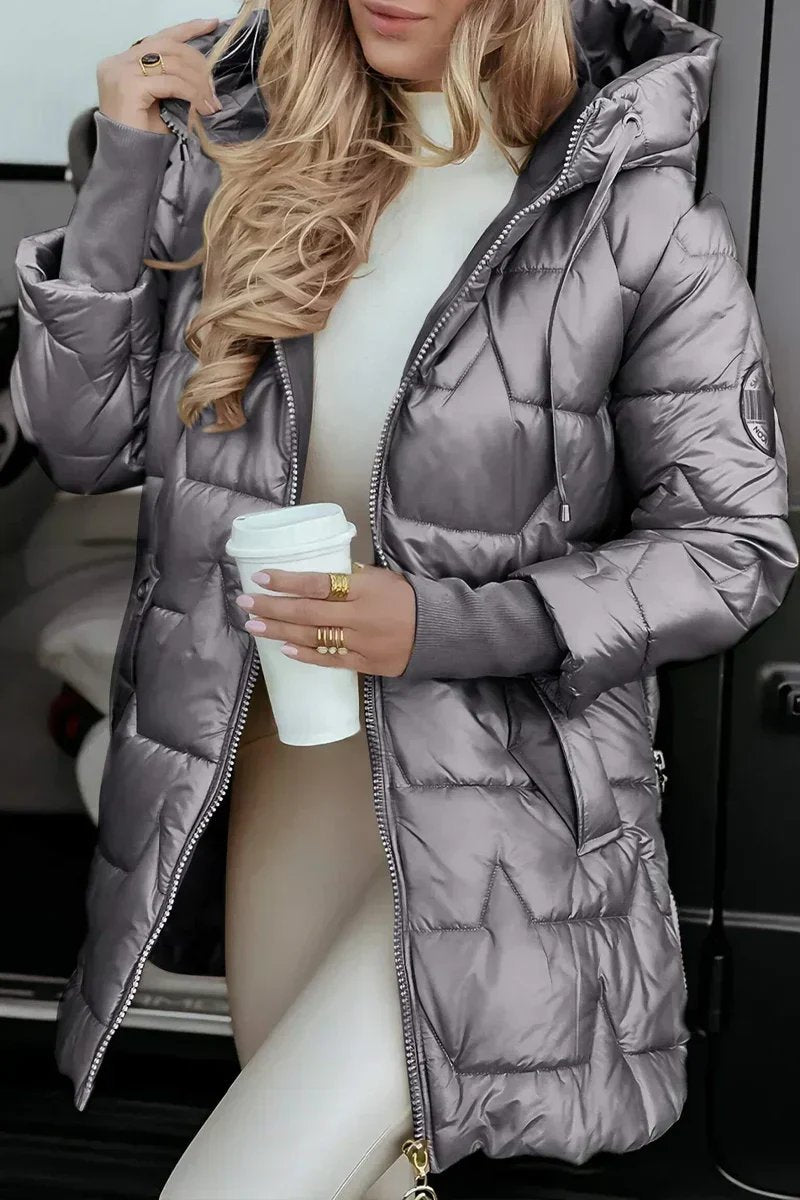 Hooded Quilted Longline Winter Puffer Jacket
