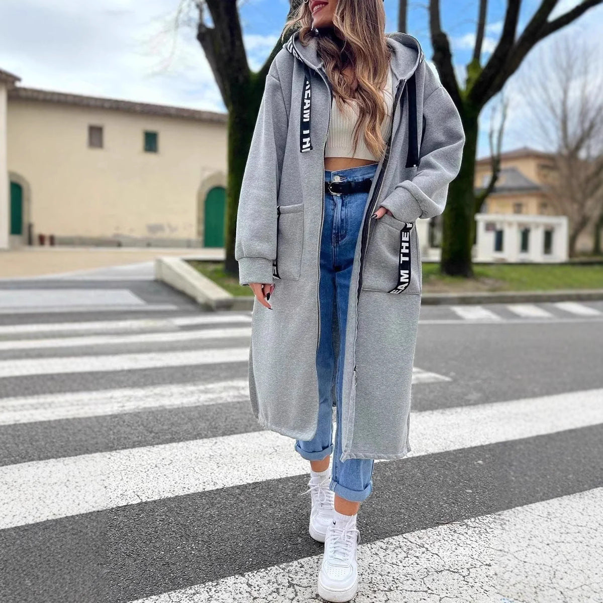 Oversized Hooded Sweatshirt Coat for Women