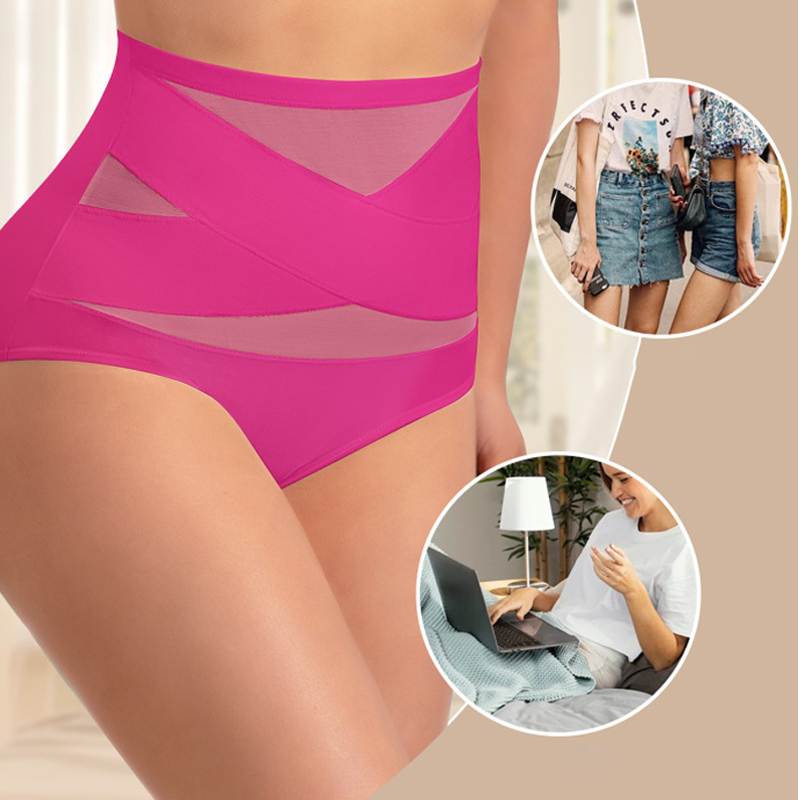 Plus Size High-Waisted Tummy Control Crossover Panties