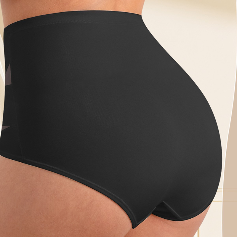 Plus-Size High-Waist Tummy Control Panty with Cross Pattern