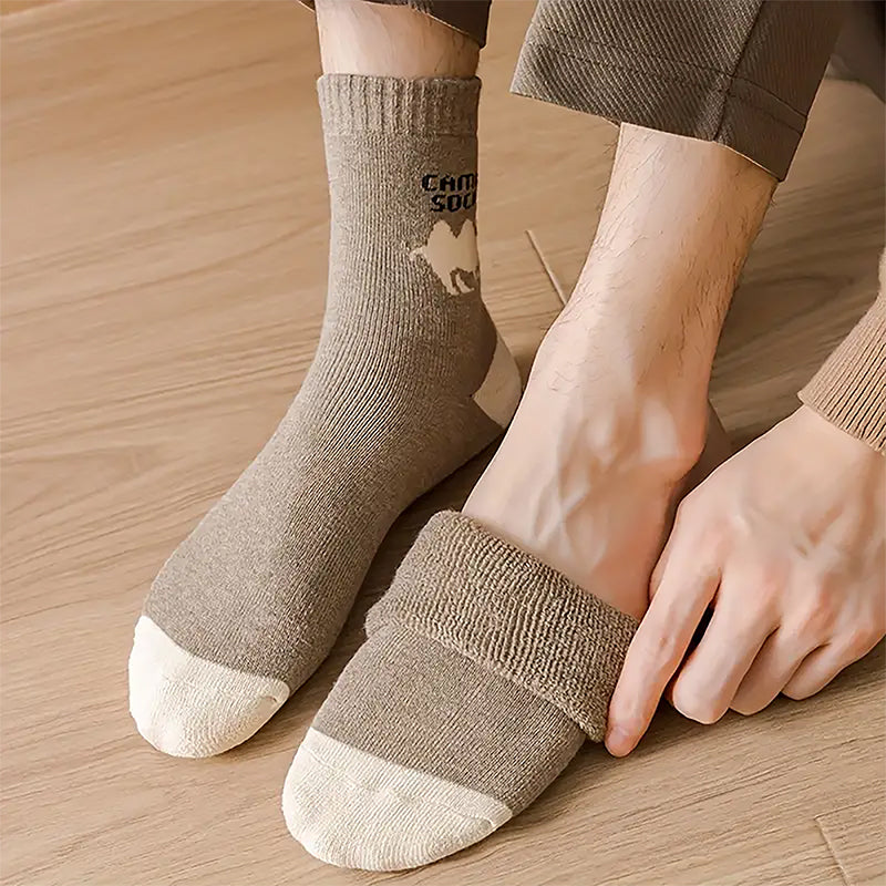 Vintage-Style Imitation Wool Socks with Thick Terry Lining