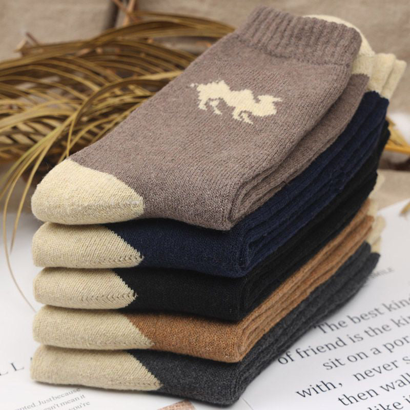 Vintage-Style Imitation Wool Socks with Thick Terry Lining