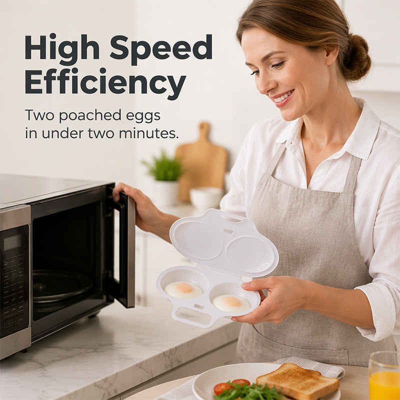 Double Cavity Microwave Egg Cooker – Fast Oil-Free Cooking, Food-Grade PP & Versatile Kitchen Tool