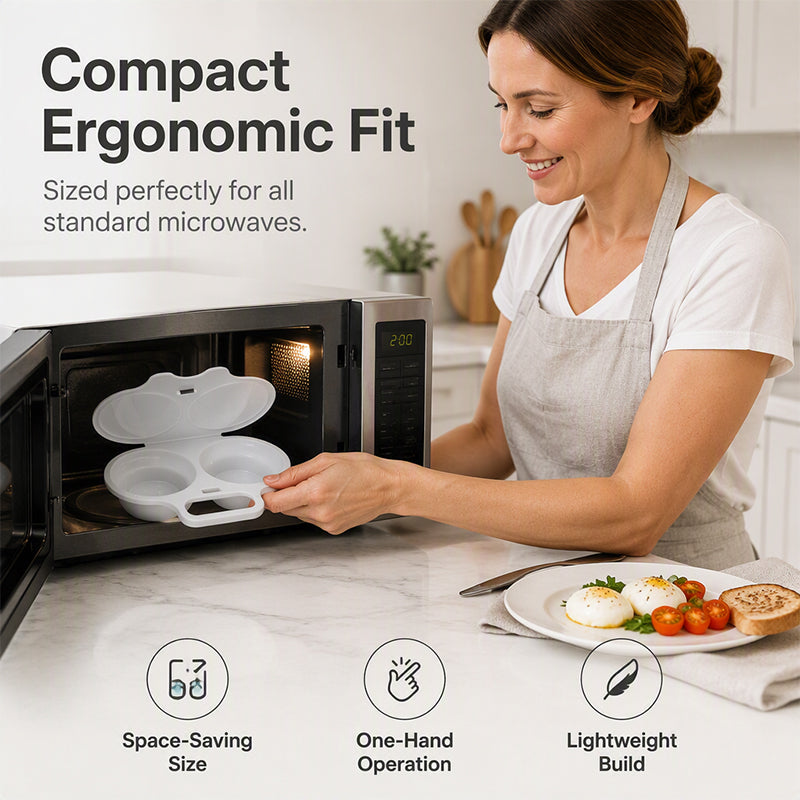 Dual Cavity Microwave Egg Poacher – Quick Oil-Free Cooking, Food-Grade PP & Versatile Kitchen Essential