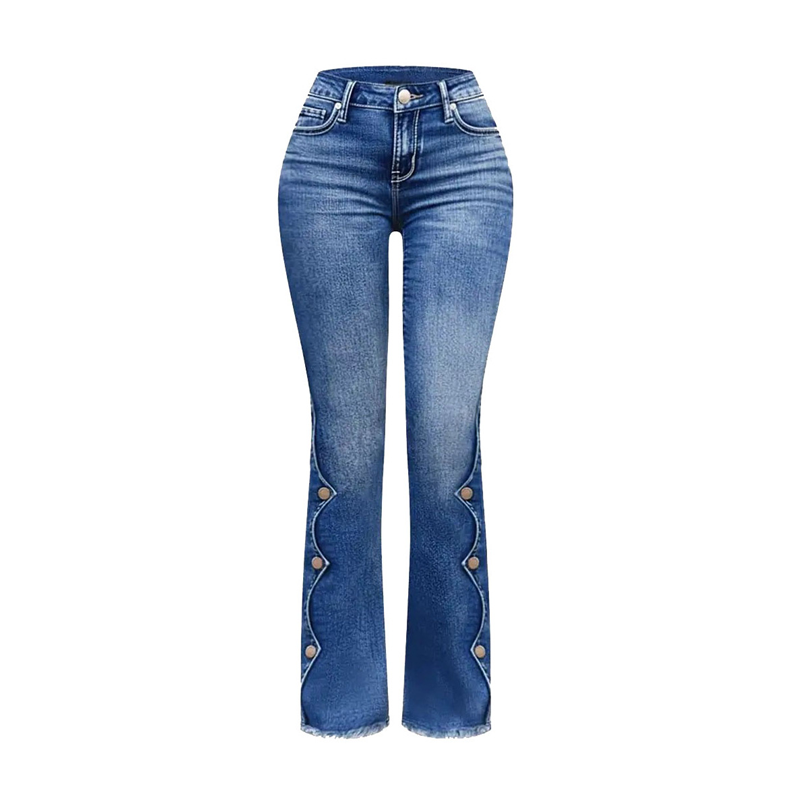 Women's High Waist Destroyed Flare Jeans
