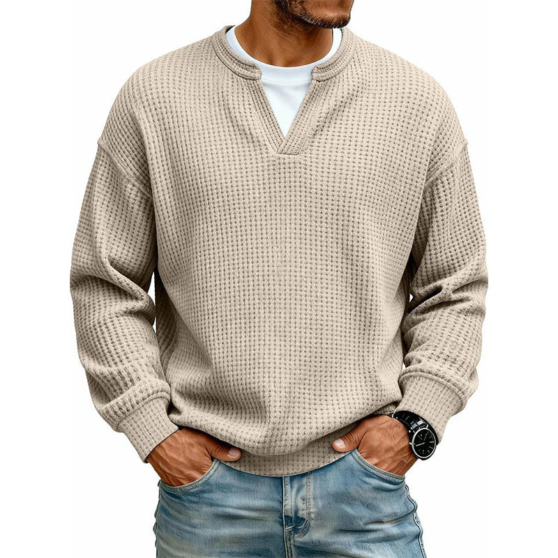 Men's Textured Waffle Layered-Look Long-Sleeve Tee