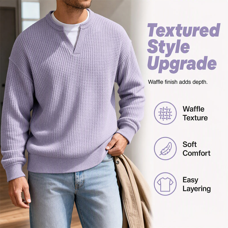 Men's Textured Waffle Layered-Look Long-Sleeve Tee