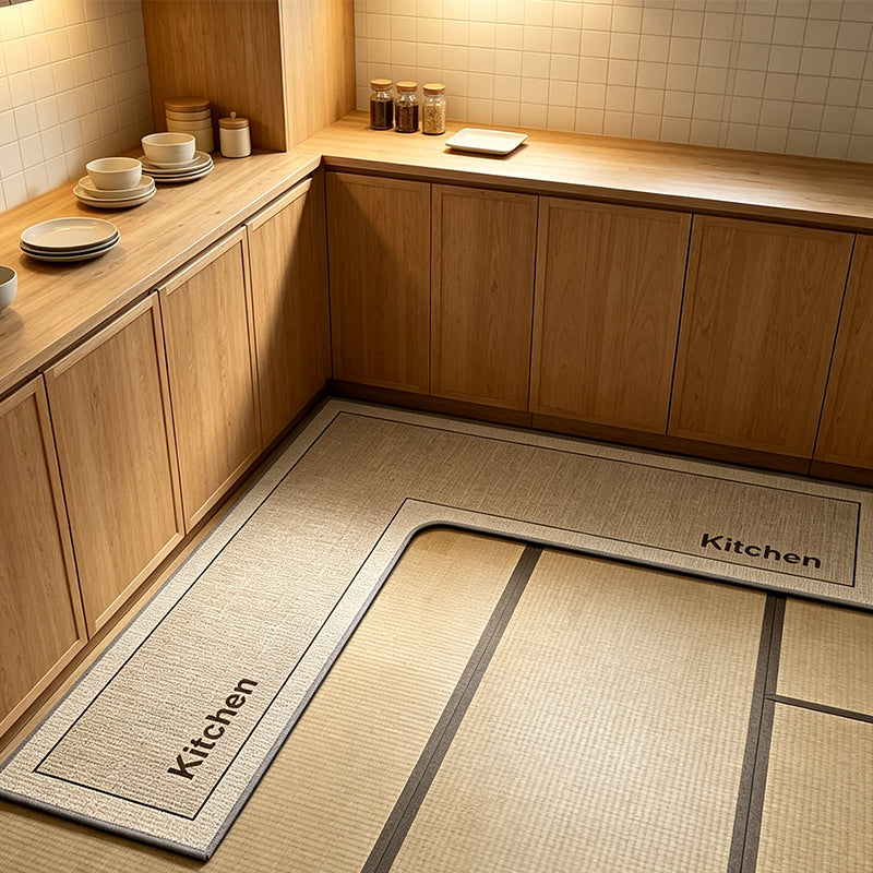 Quick-Dry Kitchen Mat – L-shape diatomite, absorbs water & oil, non-slip