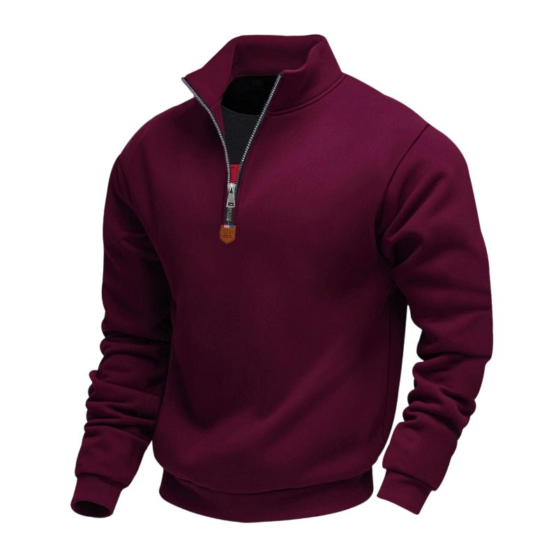 Men's Quarter-Zip Stand Collar Pullover