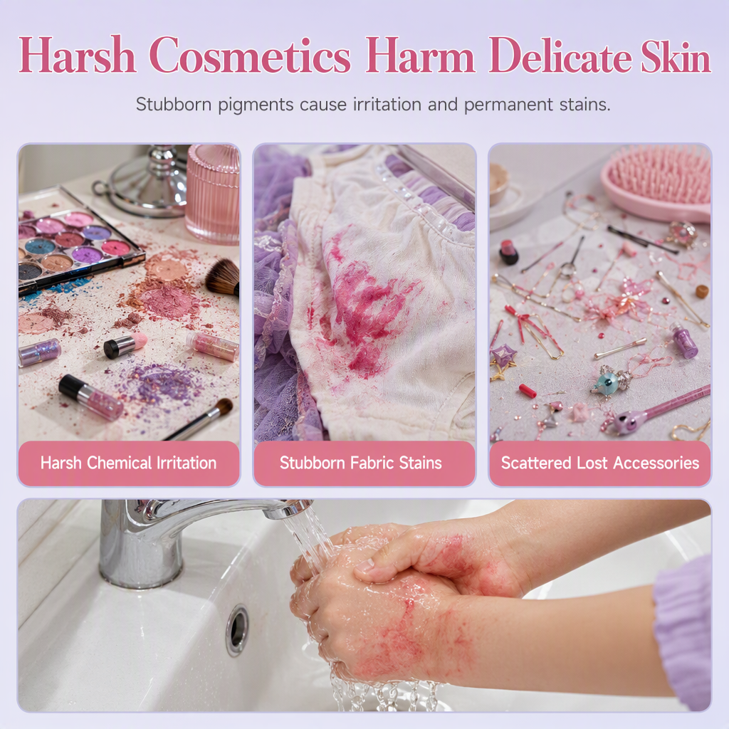 Washable Princess Makeup Set – Non-irritating, trays & portable case