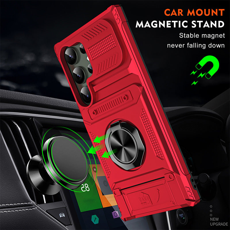 Samsung Case with Card Holder & Magnetic Ring Stand