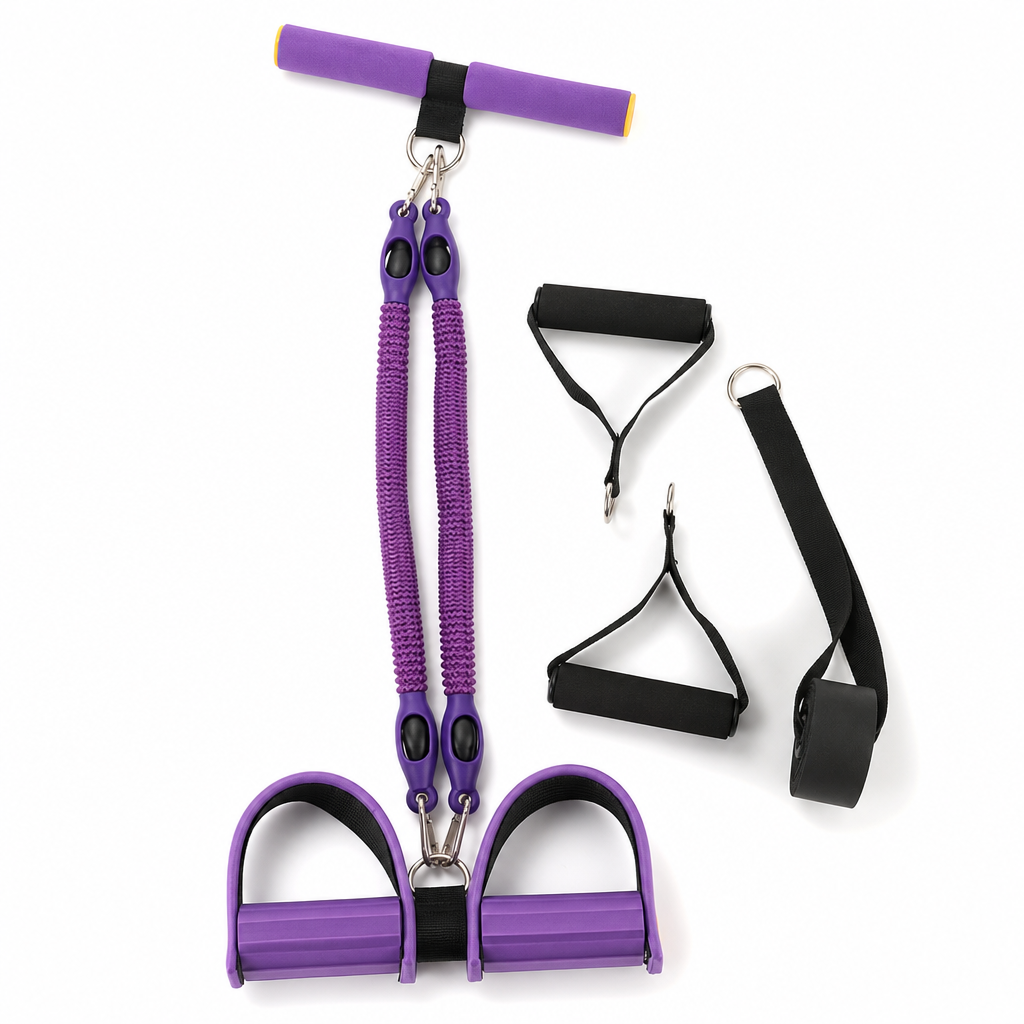 Pedal Resistance Band – 4 Resistance Levels, Reinforced Carabiners & Full-Body Home Workouts