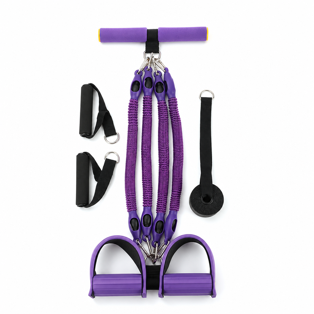 Pedal Resistance Band – 4 Resistance Levels, Reinforced Carabiners & Full-Body Home Workouts