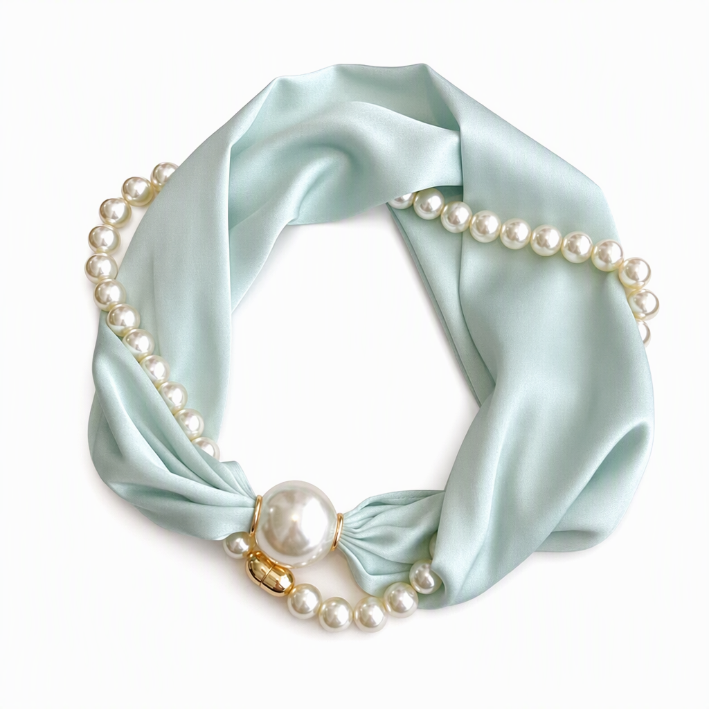 Scarf Necklace with Pearl Details