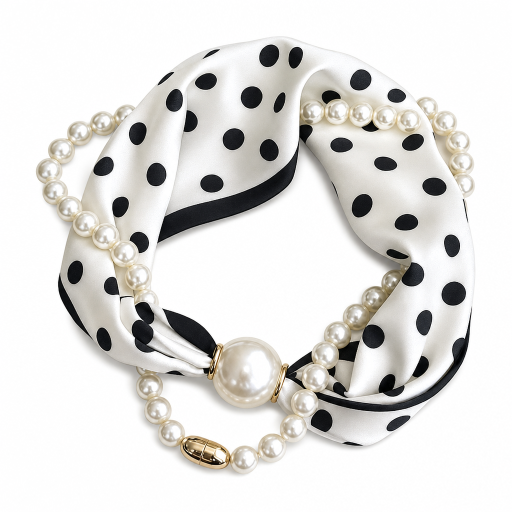 Scarf Necklace with Pearl Details