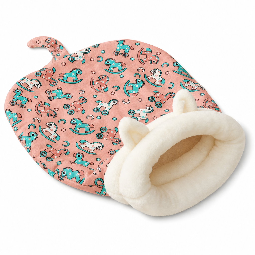 Semi-Enclosed Warm Sleeping Bag, Soft Deep Sleep Pet Cave and Blanket for Cats and Small Dogs