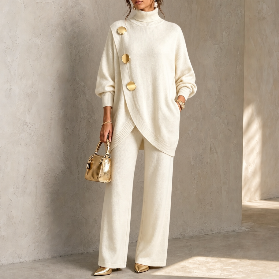 Turtleneck Sweater and Wide-Leg Pants Set