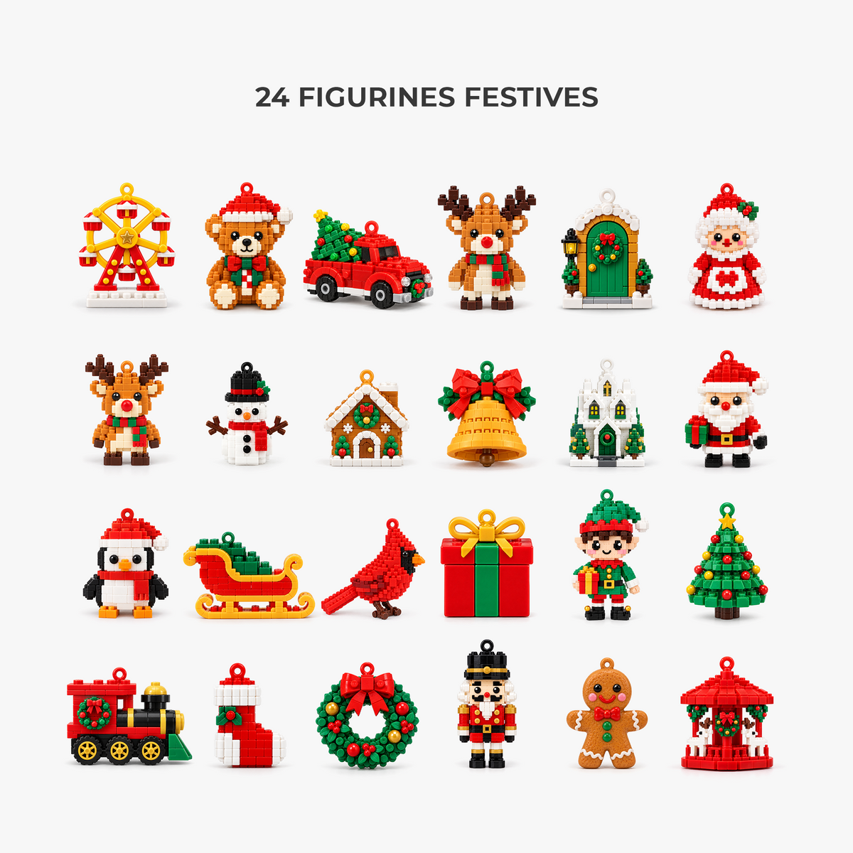 Christmas Advent Calendar with Mini Brick Ornaments