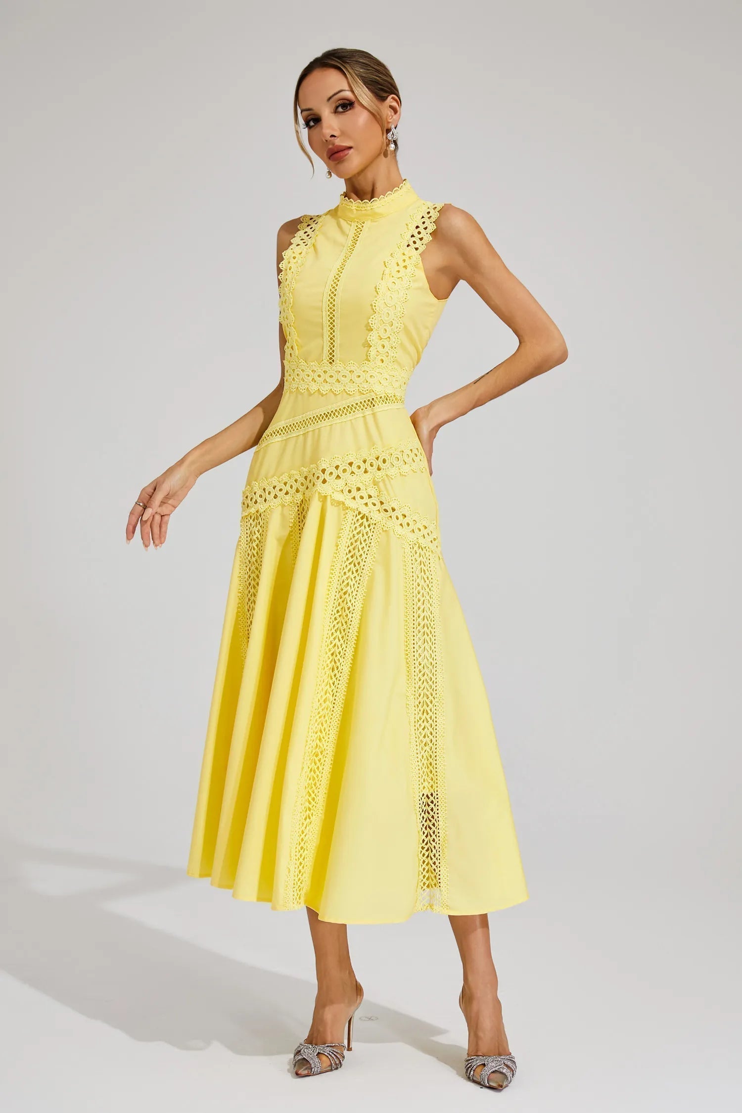 Celrien | Stunning Summer Flowy Midi Wedding Guest Dress For Weddings And Garden Parties