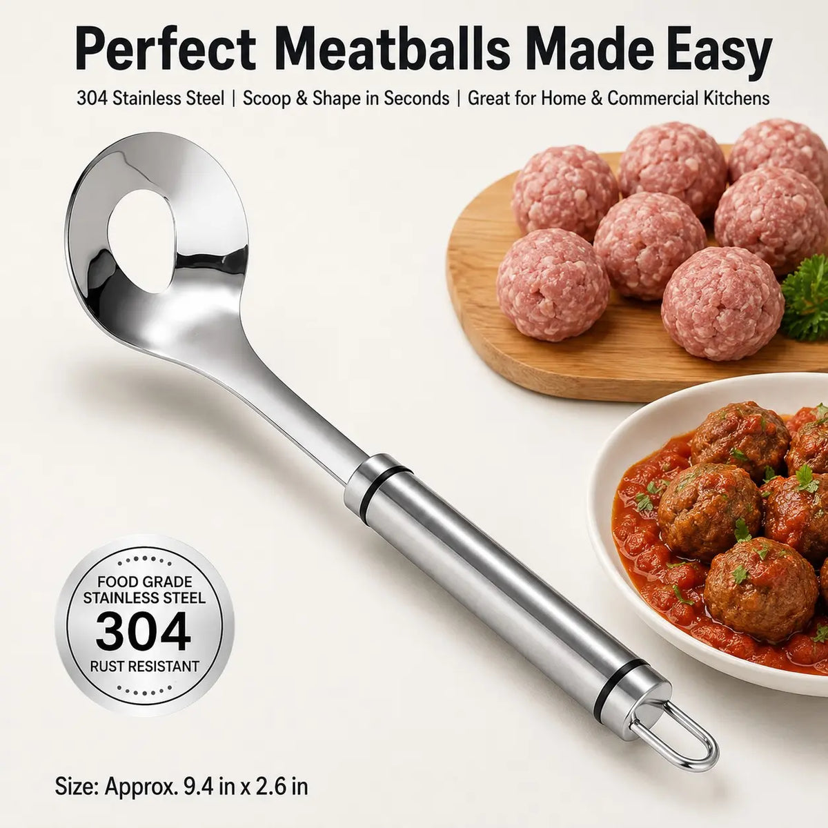 Stainless Steel Meatball Maker Spoon, Non-Stick Meat Ball Extrusion Scoop