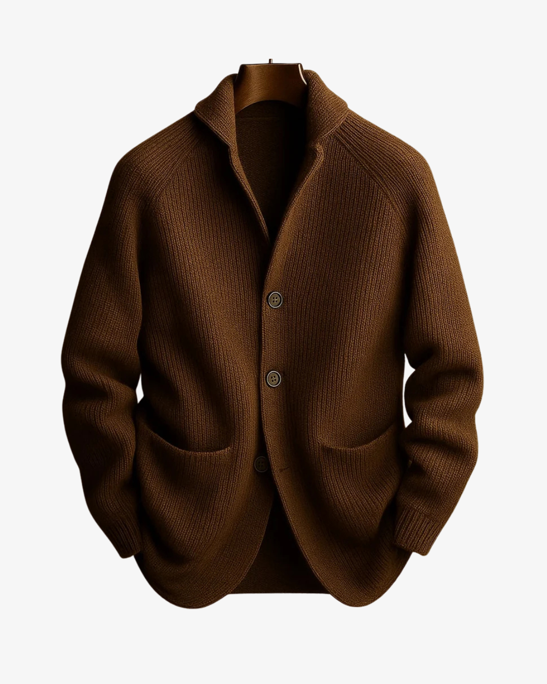 Tailored Button-Front Knit Cardigan