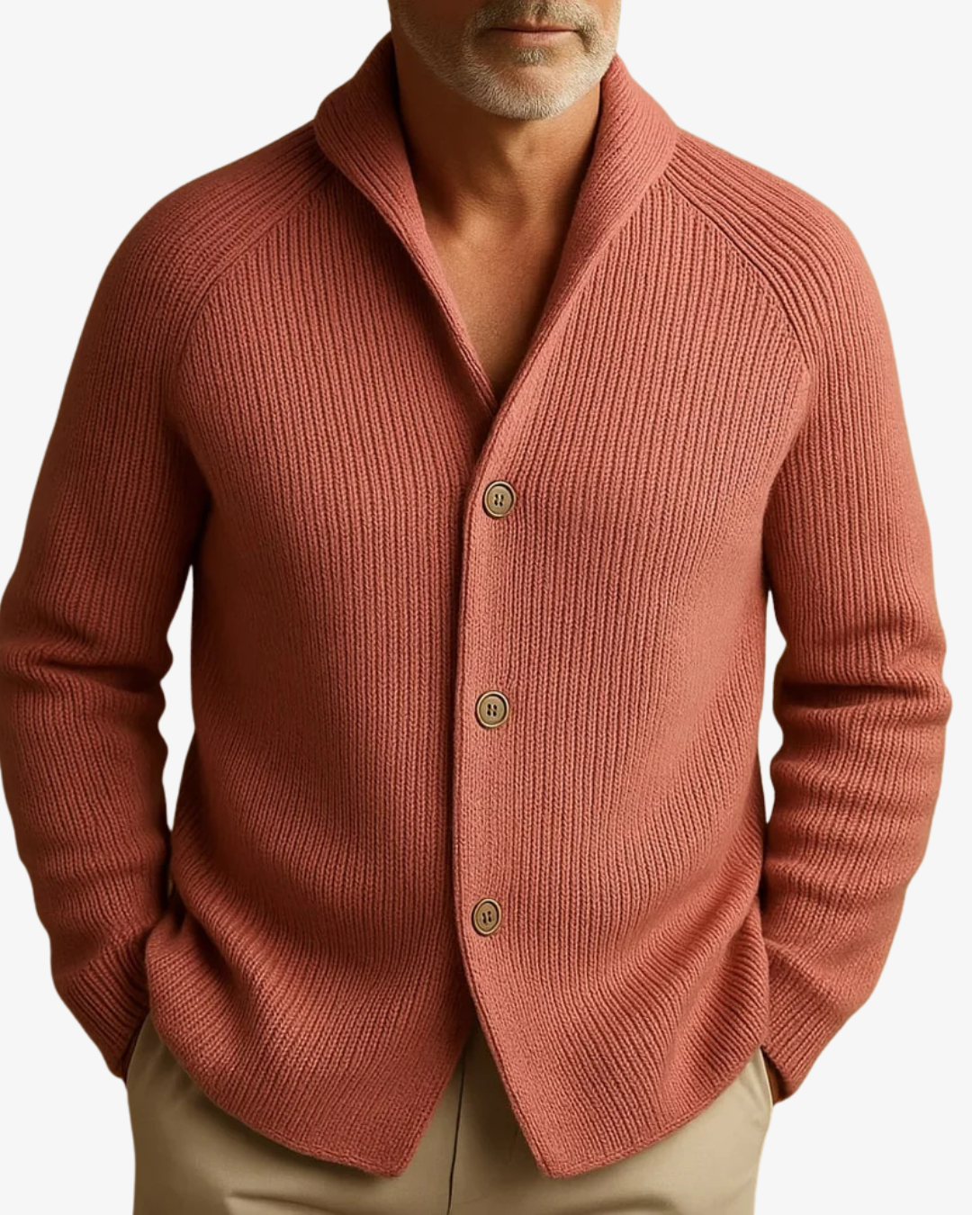 Tailored Button-Front Knit Cardigan