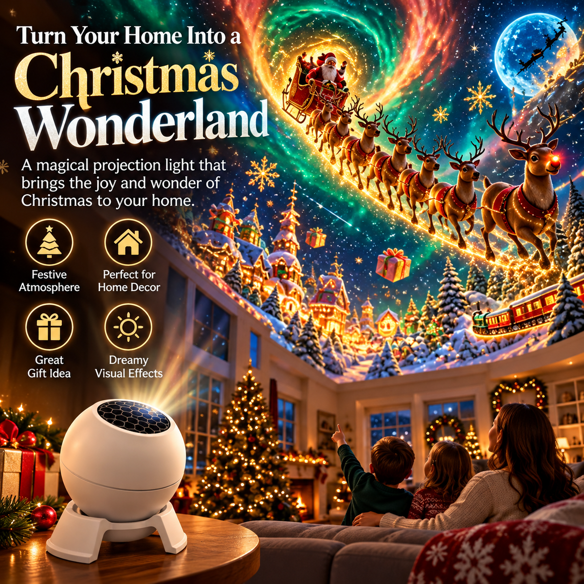 Magical Christmas Scene Projector – Transform Your Room into a Holiday Wonderland