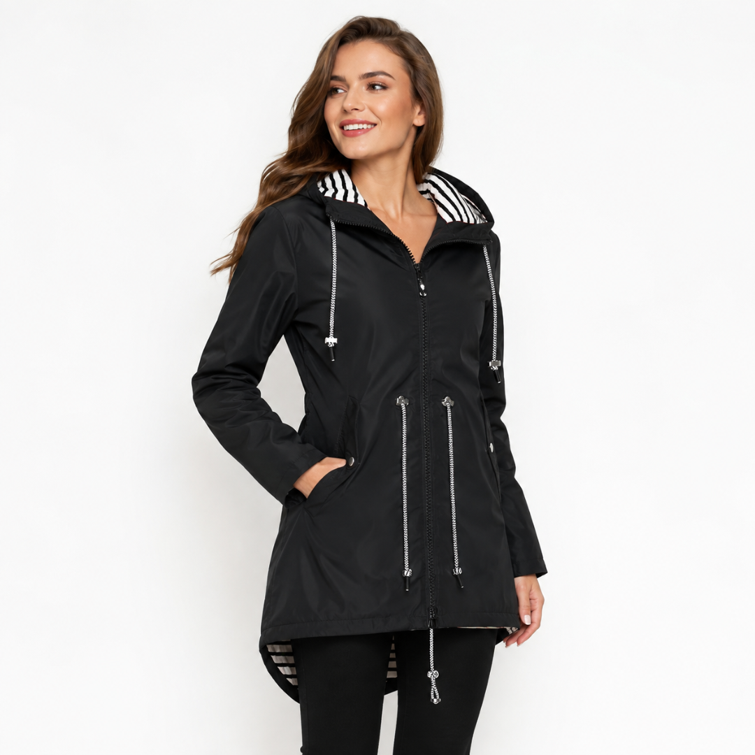 Celrien | Women's Long Waterproof Rain Coat with Hood – Lightweight Casual Coat