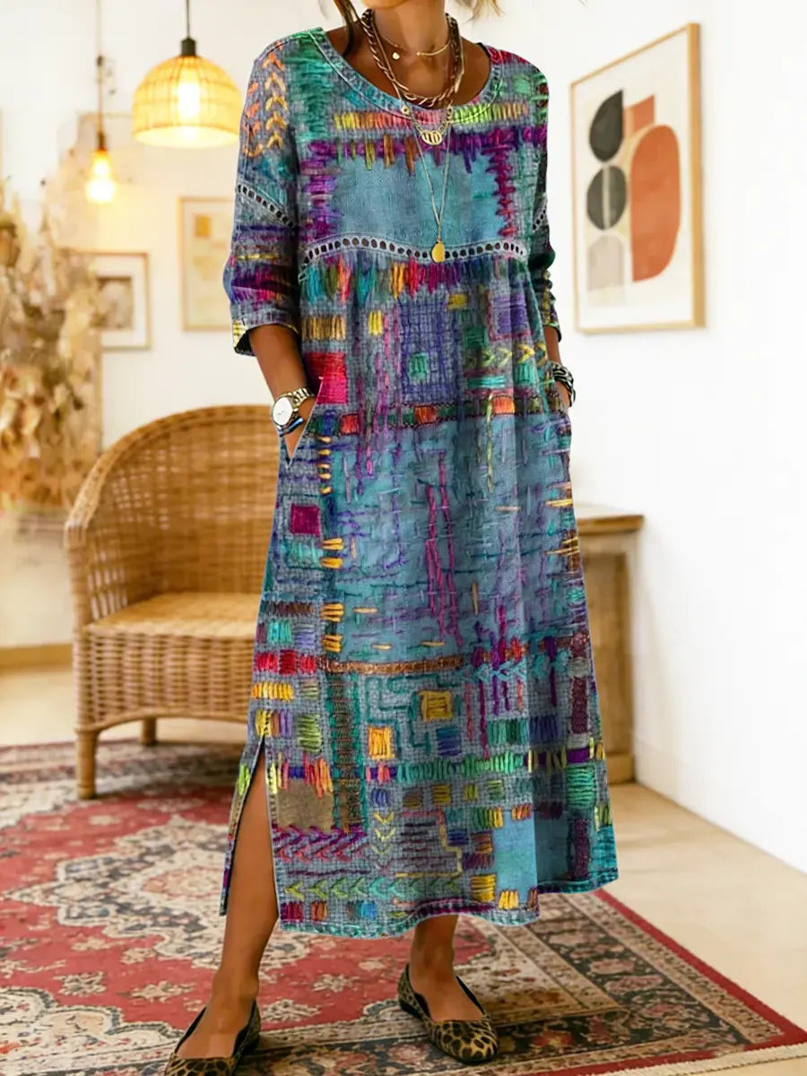 Dress with Ethnic Patchwork