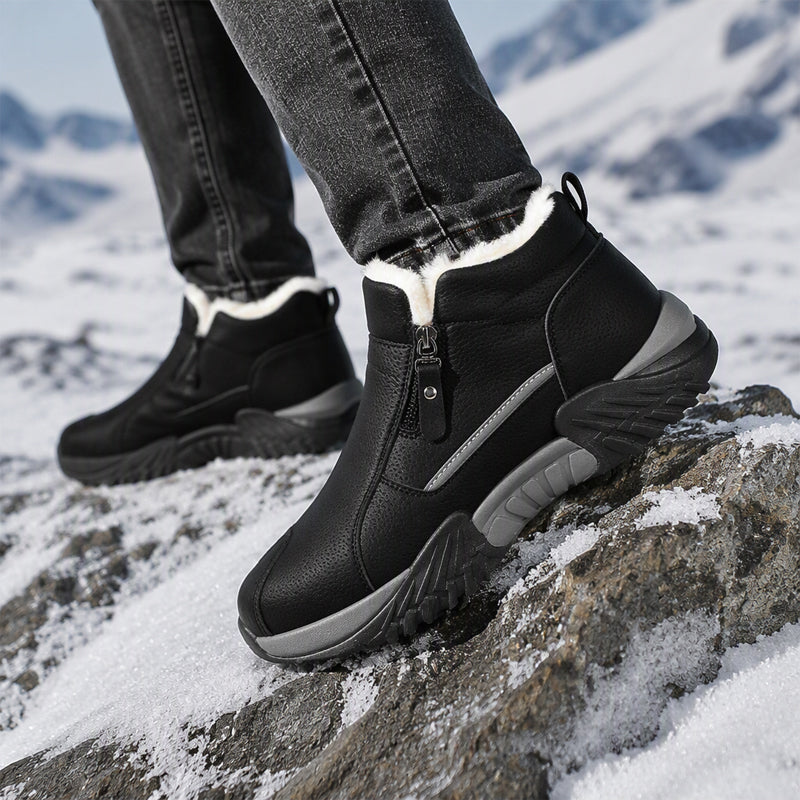 Men's Fleece-Lined Leather High-Tops | Warm Side-Zip Winter Boots – Non-Slip Grip for Cold Weather