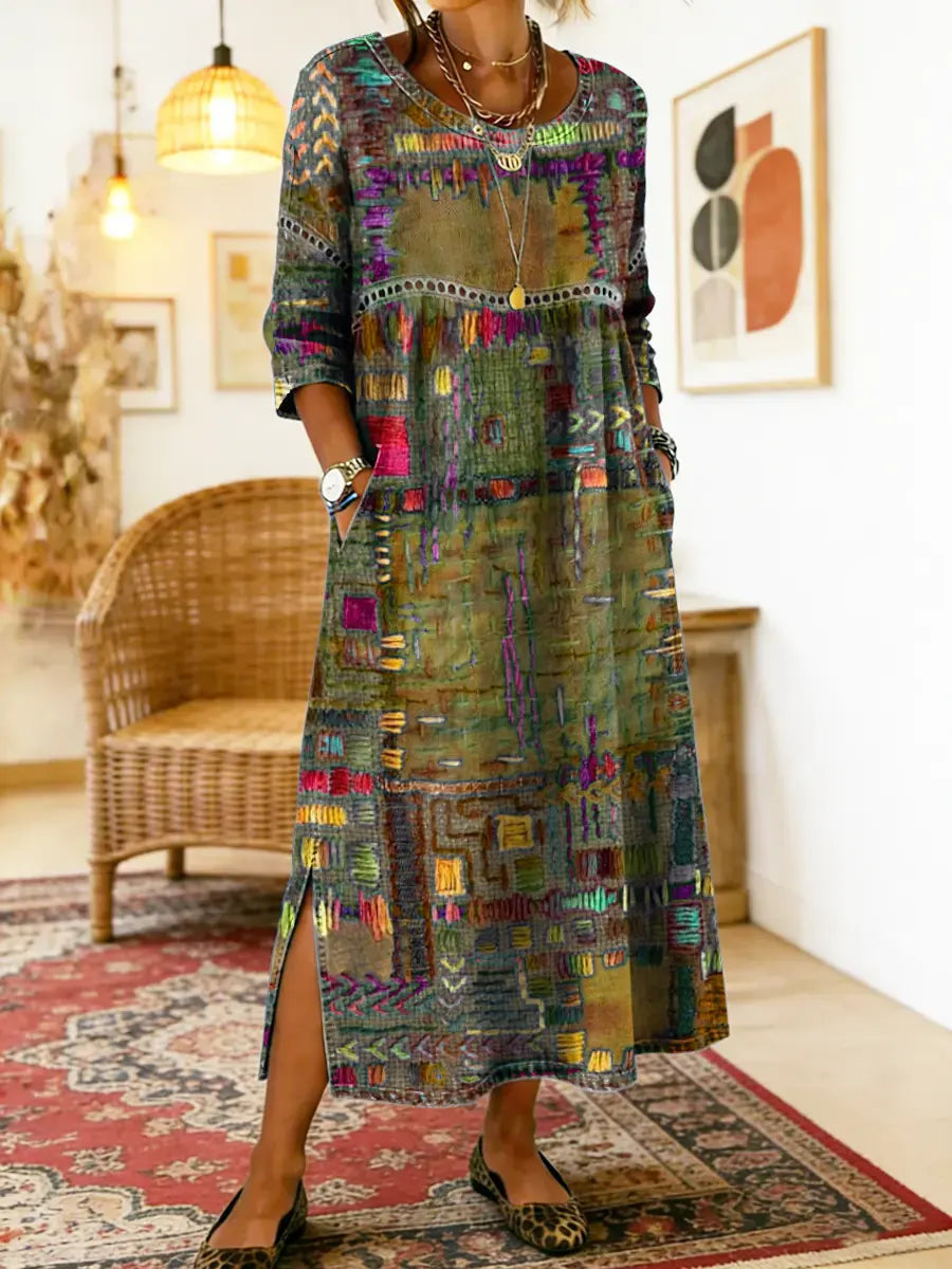 Dress with Ethnic Patchwork