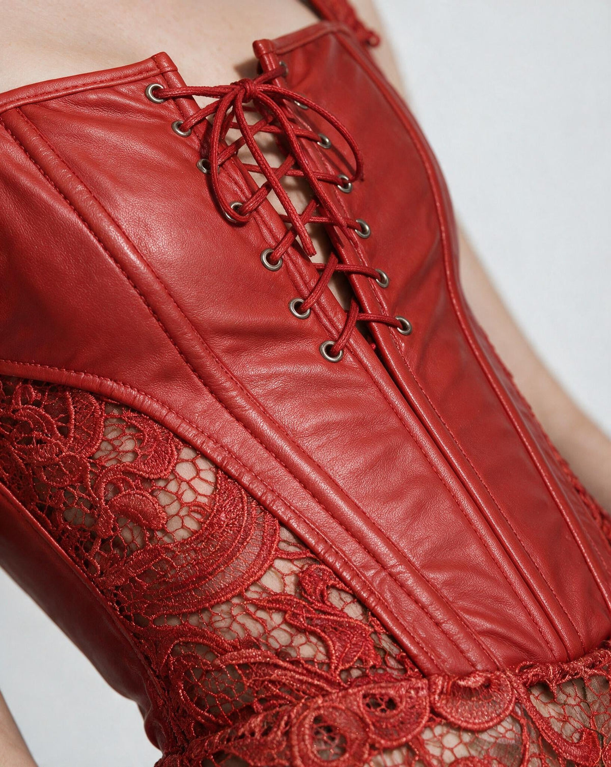 Lace Faux Leather Corset Dress