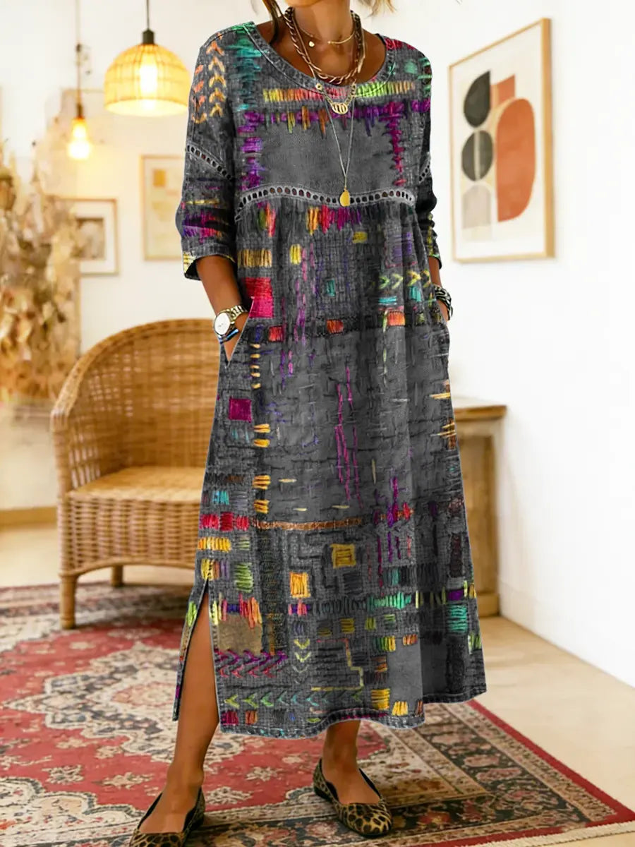 Dress with Ethnic Patchwork