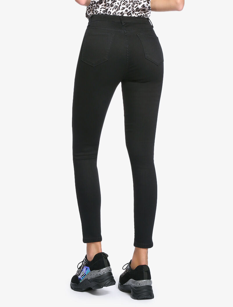 High-Waisted Slim Jeans 5 Pockets - Black
