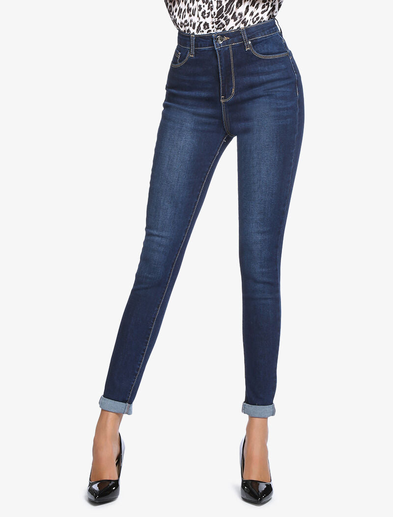 High-Waisted Slim Fit 5-Pocket Jeans