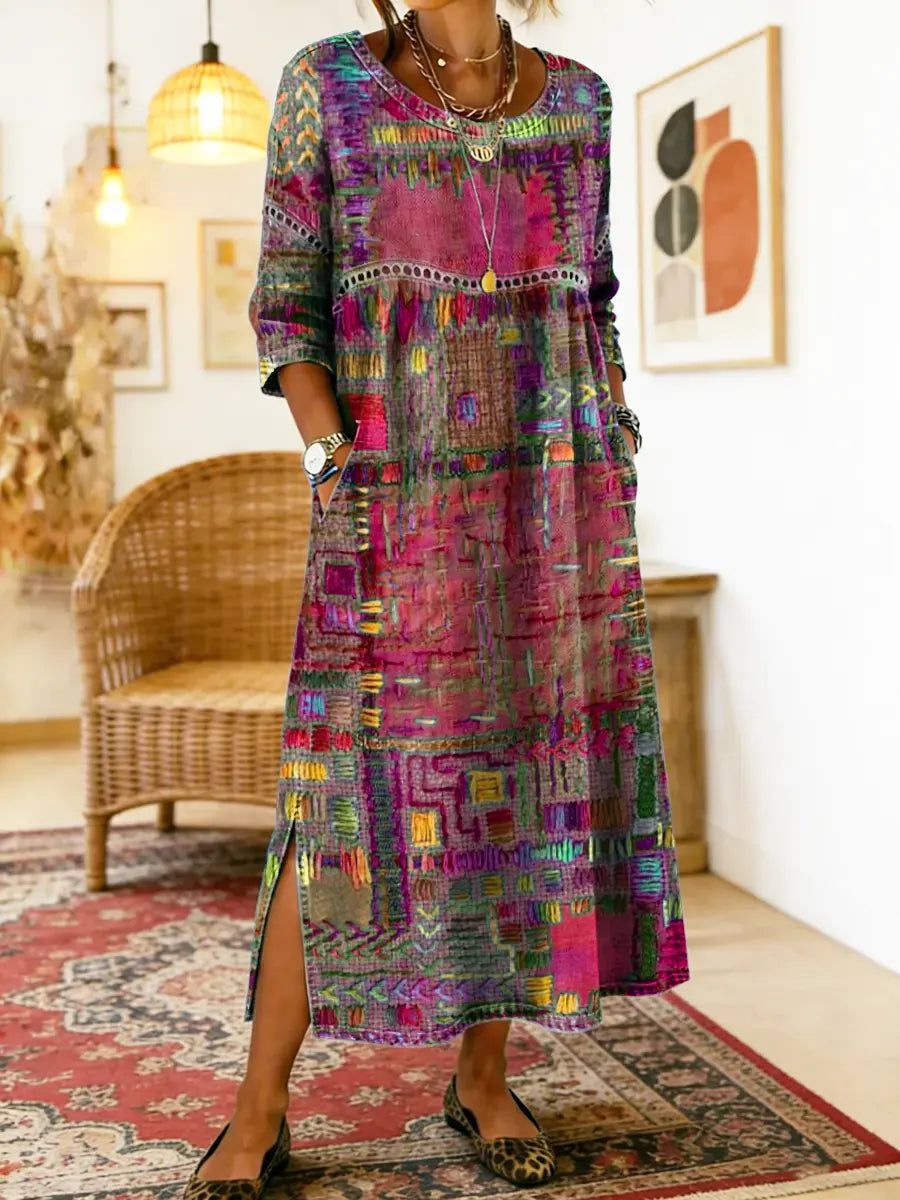 Dress with Ethnic Patchwork